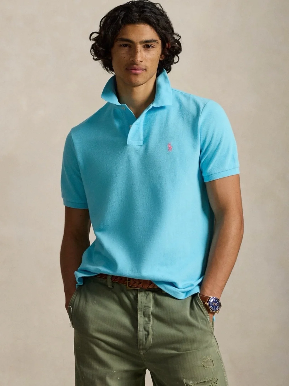 Polo Ralph Lauren/Classic Fit Polo/Turquoise Blue/ Gold Pony/Size L/ 100% Cotton